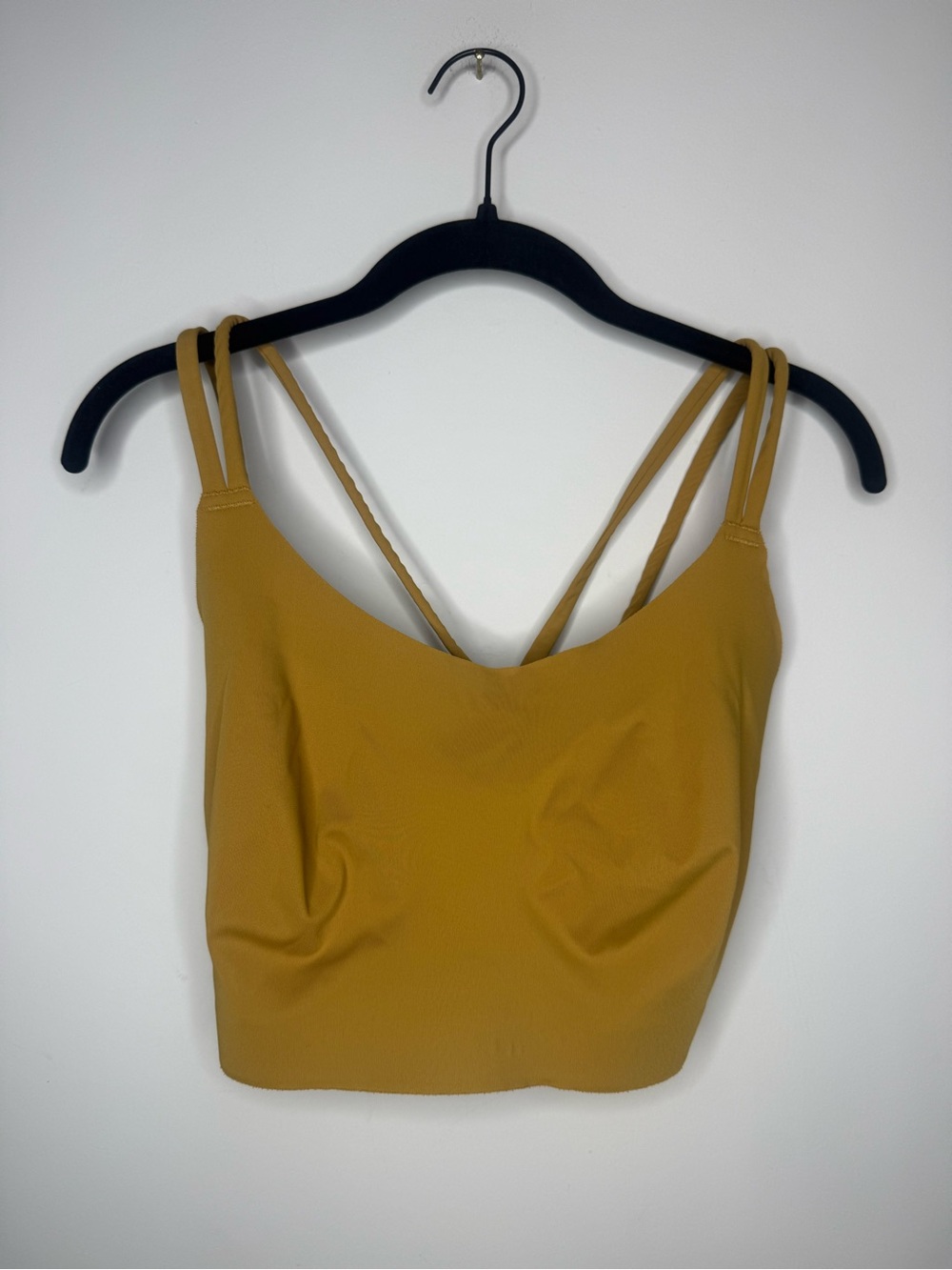 Women's Double-Strap Crop Sports Bralette - Mustard